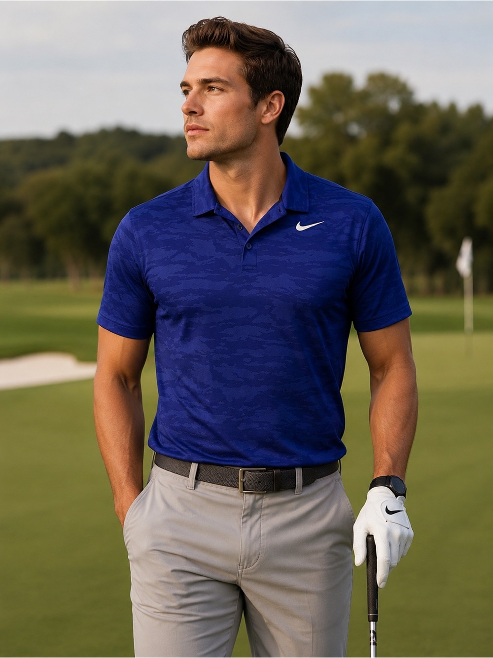 Nike Men's Royal Blue Camo-Print Golf Polo